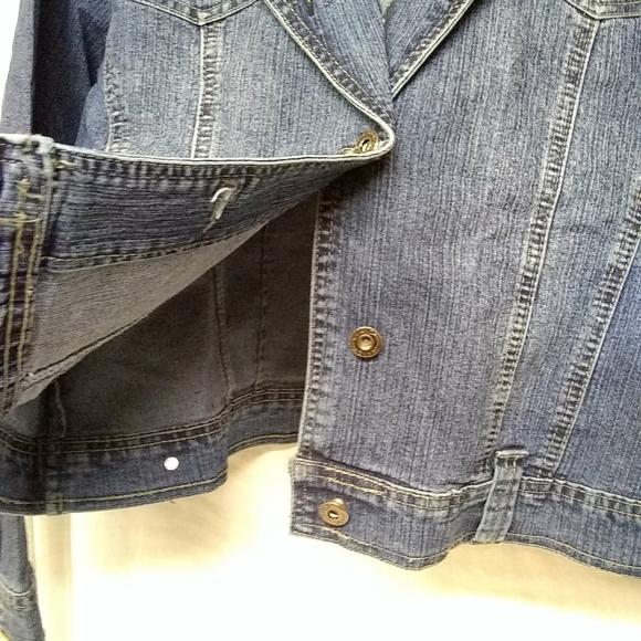 Daniel Jeans Womens Jacket Denim Embellish Studded  Button Distress L/42 - Picture 3 of 9